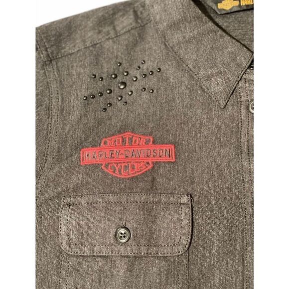 Harley-Davidson Womens Stud Chain Long Sleeve Logo Work Shirt XL 96166-20VW (A4) - Picture 5 of 11